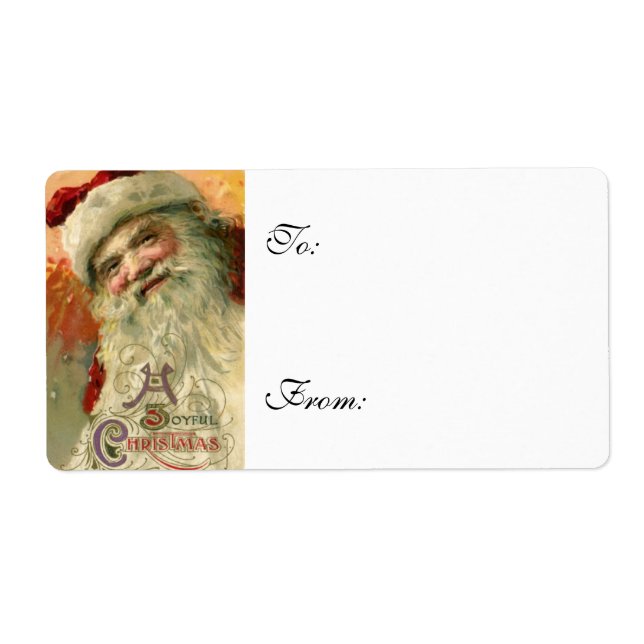 Vintage Smiling Santa Christmas Gift Labels (Front)