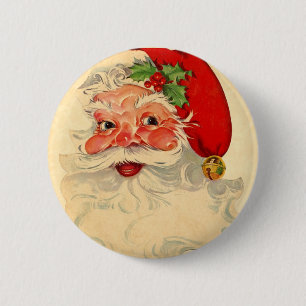 Vintage Smiling Santa Christmas Holiday Gift Item 6 Cm Round Badge