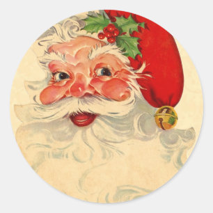 Vintage Smiling Santa Christmas Holiday Gift Item Classic Round Sticker