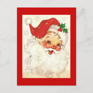 Vintage Smiling Santa Claus Holiday Postcard