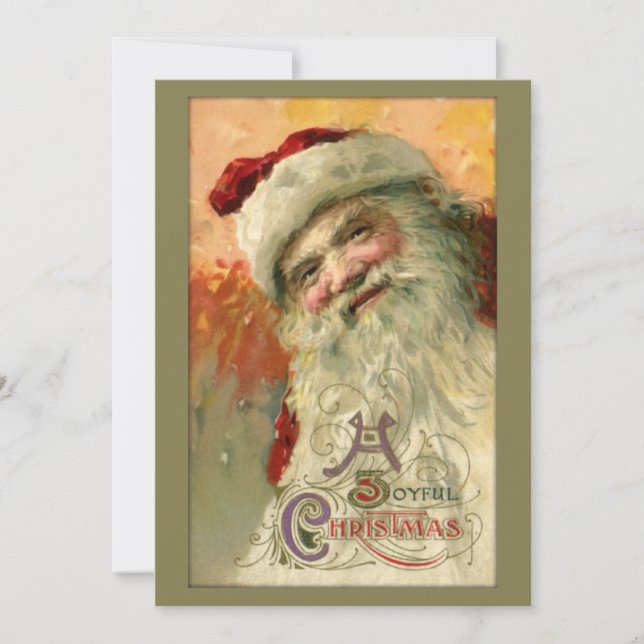 Vintage Smiling Santa Holiday Card (Front)