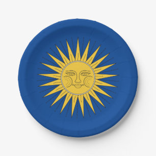 Vintage Smiling Sun Paper Plate