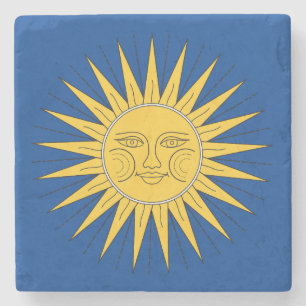 Vintage Smiling Sun Stone Coaster