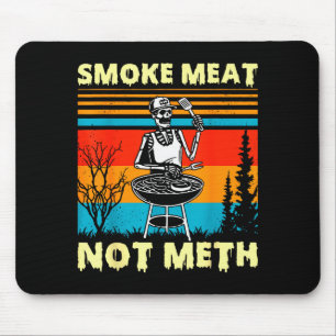 Vintage Smoke Meat Not Skeleton Funny Barbecue Gri Mouse Pad