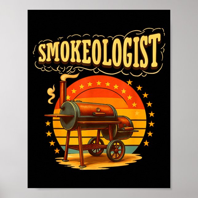Vintage smokeologist pitmaster bbq smoker grilling poster (Front)