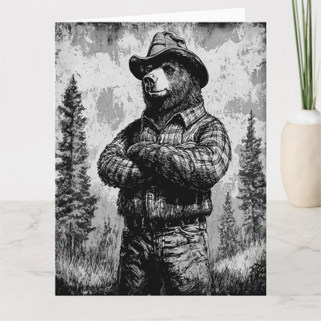 Vintage Smokey the Bear Black and White Card (Front)