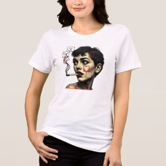 Vintage Smoking Girl Art Print Tri-Blend Shirt