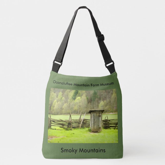 Vintage Smoky Mountains Outhouse Photography Crossbody Bag (Front)