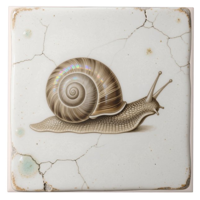 Vintage Snail Ceramic Tile (Front)