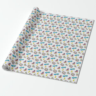 Vintage Sneakers Radio Skateboard Theme Wrapping Paper