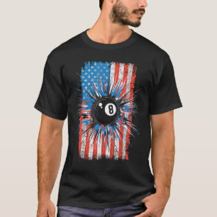 Vintage Snooker American Flag 4th of July Patriot T-Shirt