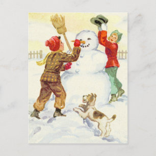 VINTAGE SNOW DAY CHILD PLAY POSTCARD