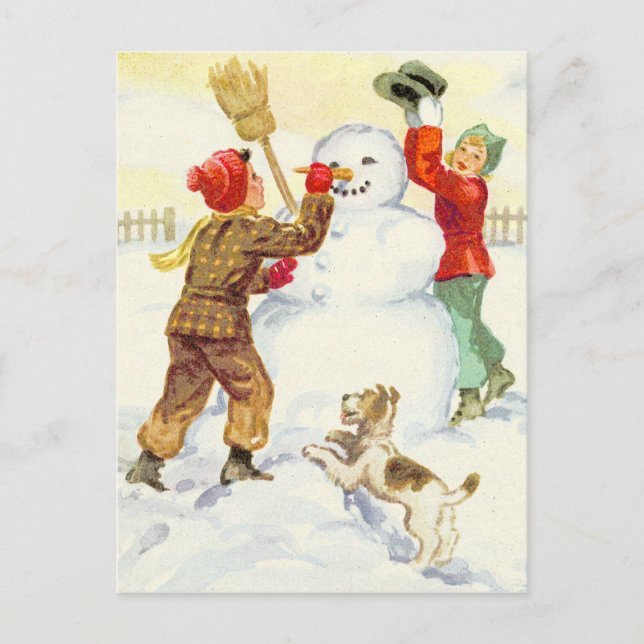VINTAGE SNOW DAY CHILD PLAY POSTCARD (Front)