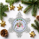Vintage Snow Day Kids Pink Outdoor Christmas Scene Snowflake Pewter Christmas Ornament<br><div class="desc">Celebrate winter fun with this snowflake ornament featuring vintage-style children building snowmen in a snowy village. Dressed in pink and red,  the playful scene captures the joyful spirit of a classic Christmas day outdoors. Perfect for whimsical holiday tree décor.</div>