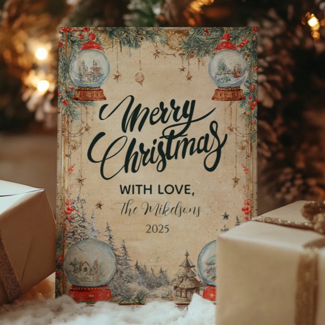 Vintage Snow Globe Christmas Holiday Card (Creator Uploaded)