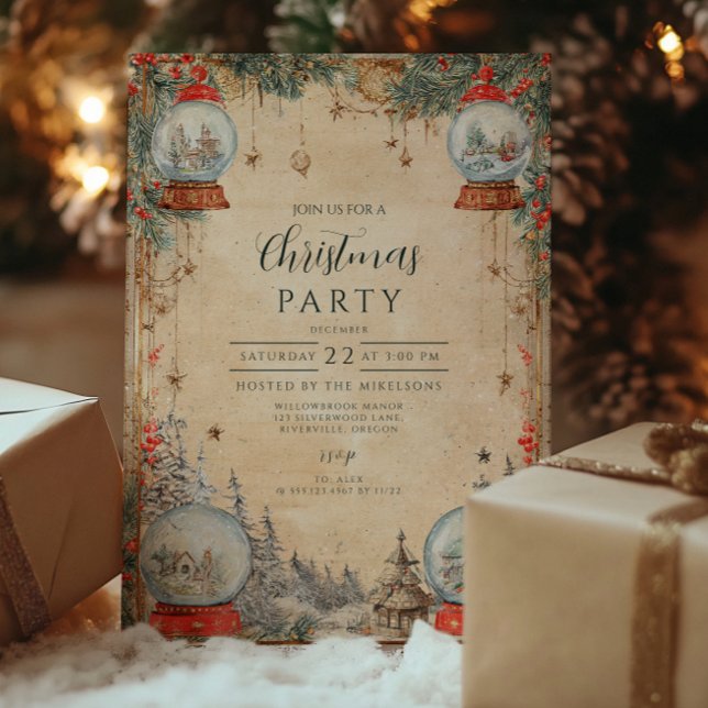 Vintage Snow Globe Christmas Invitation (Creator Uploaded)