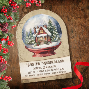 Vintage Snow Globe Christmas Party Invitation