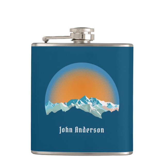 Vintage Snow Mountain Peak Flask (Front)
