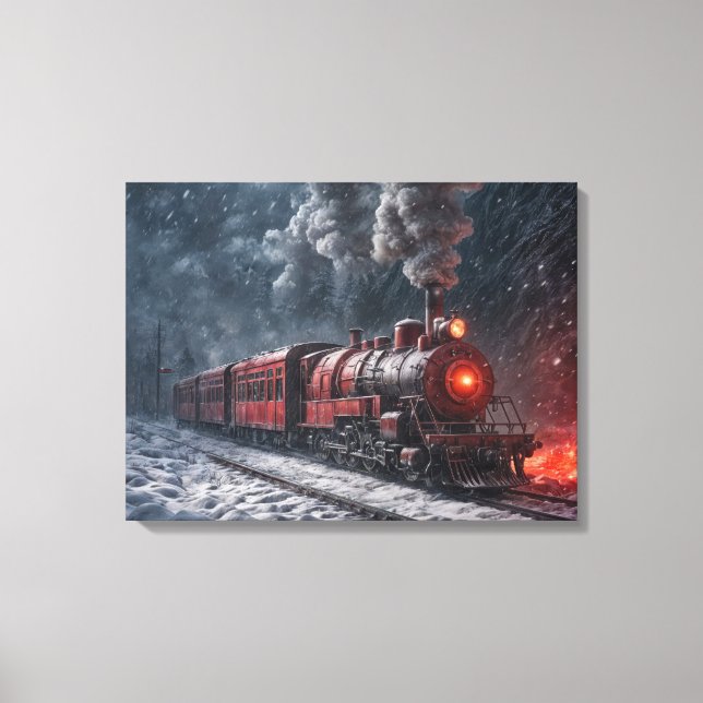 Vintage Snow Train Canvas Print (Front)