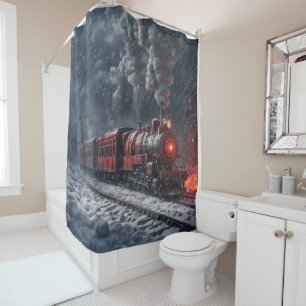 Vintage Snow Train Shower Curtain