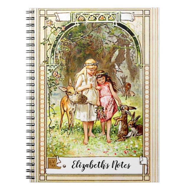 Vintage Snow White And Rose Red Personalised    Notebook (Front)