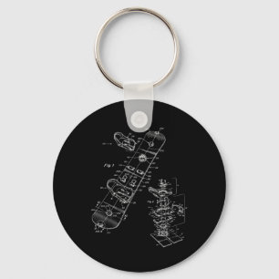 Vintage Snowboard Blueprint Shirt - Snowboarding S Key Ring