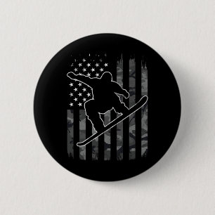 Vintage Snowboard Camouflage Usa American Flag Sno 6 Cm Round Badge