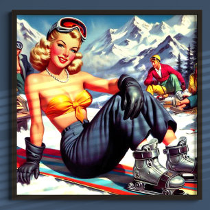 Vintage Snowboard Pin-up Poster