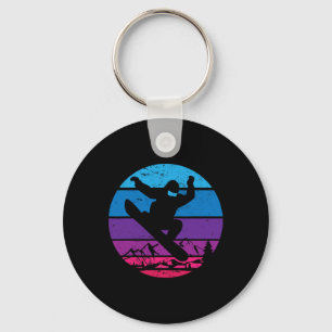 Vintage Snowboard Snowboarding Silhouette I Retro  Key Ring