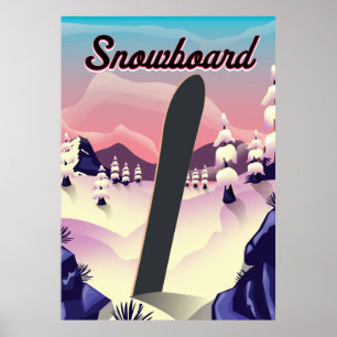 Vintage Snowboard travel poster