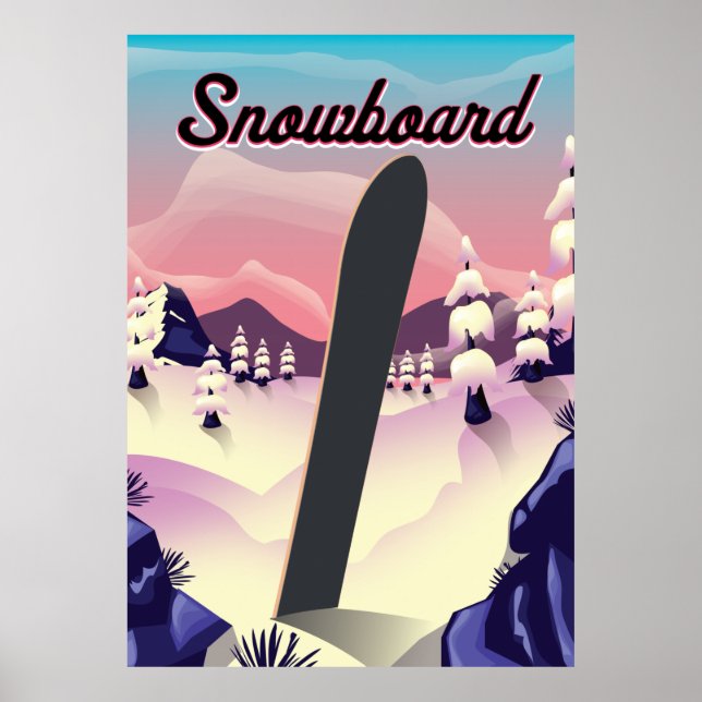 Vintage Snowboard travel poster (Front)