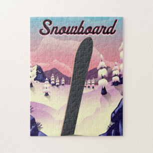 Vintage Snowboard travel poster Jigsaw Puzzle