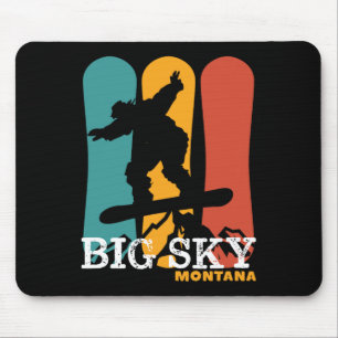 Vintage Snowboarding Resort Big Sky Montana Mouse Pad