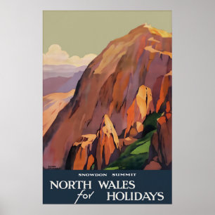 Vintage Snowdon North Wales Travel Poster British