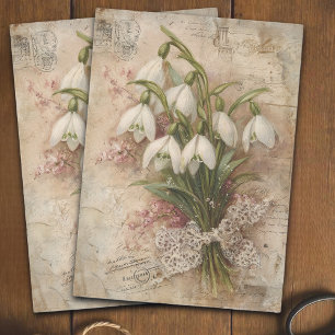 Vintage Snowdrop Bouquet Decoupage Ephemera Tissue Paper