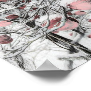 Vintage Snowed Trees with ornaments drawing  Poster