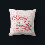 vintage snowflake decorative merry christmas cushion<br><div class="desc">Vintage snowflake glitter seamless pattern background with decorative script "Merry Christmas" in striking red colour and your family monogram. Choose between different snowflake colours of your choice. Mix and match items from this collection.</div>