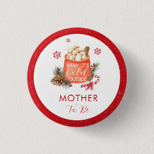 Vintage Snowflake Smore Mother To Be Baby Shower 3 Cm Round Badge
