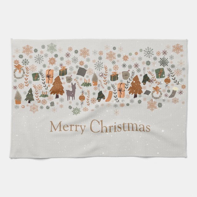 Vintage Snowflakes Christmas  Tea Towel (Horizontal)