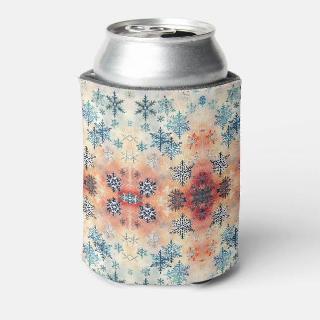Vintage Snowflakes Pattern - Can Cooler (Can Back)