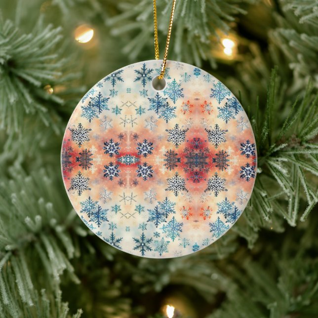 Vintage Snowflakes Pattern - Ceramic Ornament (Tree)