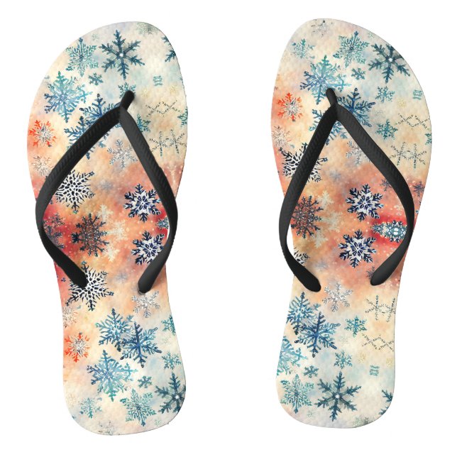 Vintage Snowflakes Pattern - Flip Flops (Footbed)
