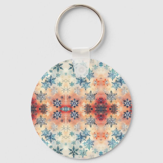 Vintage Snowflakes Pattern - Keychain (Front)