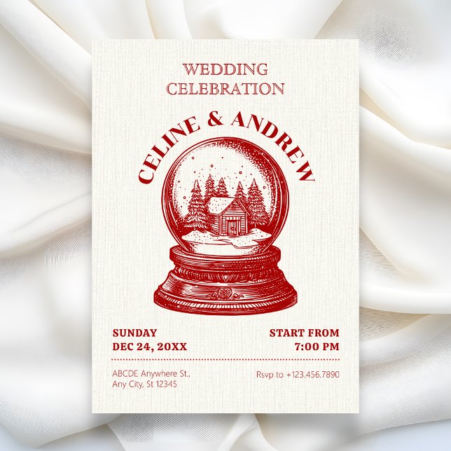 Vintage Snowglobe Christmas wedding Invitation (Creator Uploaded)