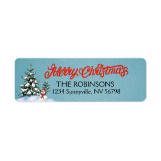 Vintage Snowman and Christmas Trees