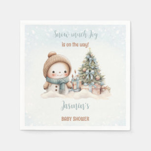 Vintage Snowman Blue Christmas Boy Baby Shower Napkin