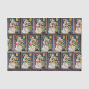 Vintage snowman child party tissue paper