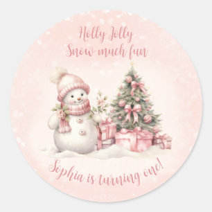 Vintage Snowman Christmas 1st Birthday Stickers