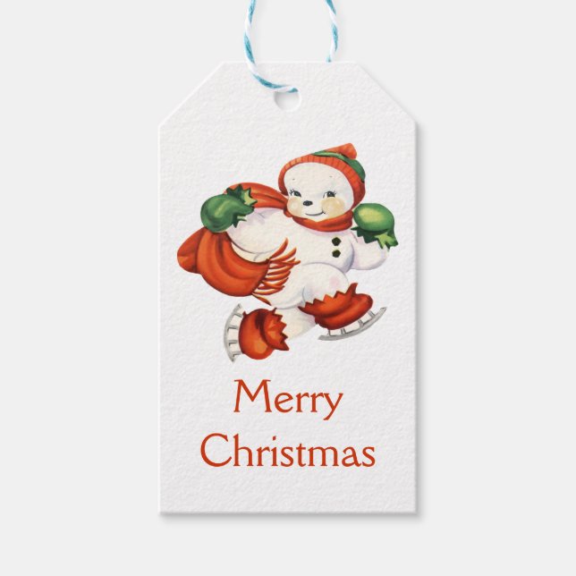 Vintage Snowman Christmas Gift Tags (Front)