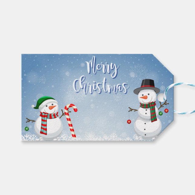Vintage Snowman Christmas  Gift Tags (Front (Horizontal))